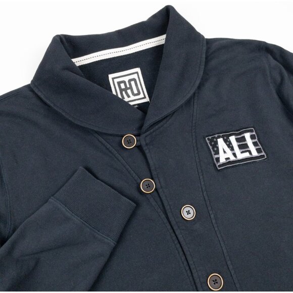 Roots of Fight Muhammad Ali Cardigan Jacket Men's 2XL Butterfly Bee Boxing Black - Picture 1 of 16